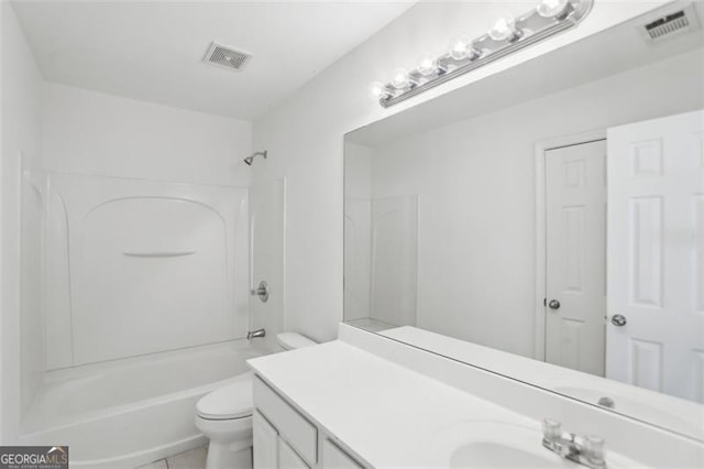 6080 Indian Wood Cir, Mableton, GA 30126 - bathroom featuring toilet, visible vents, shower / bathing tub combination, and vanity
