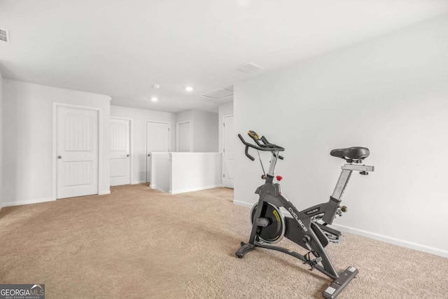 3135 Ellenton Dr, Lithia Springs, GA 30122 - workout room with carpet and recessed lighting