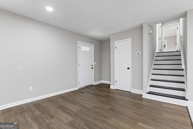 353 Old Rosser Rd, Stone Mountain, GA 30087 - interior space with recessed lighting, baseboards, wood finished floors, and stairway