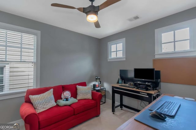 1914 Coal Pl, Atlanta, GA 30318 - office space with visible vents, a ceiling fan, and carpet flooring
