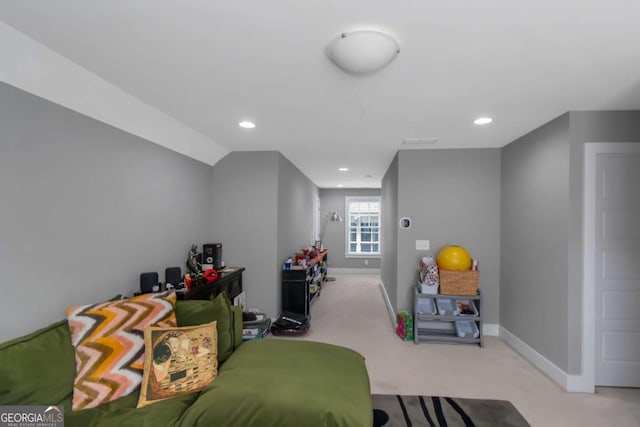 1914 Coal Pl, Atlanta, GA 30318 - rec room featuring baseboards, recessed lighting, and light colored carpet