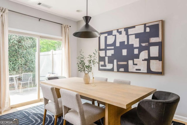 dining area with visible vents