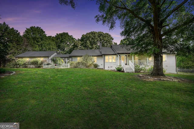 701 Mask Rd, Brooks, GA 30205 - ranch-style house with covered porch and a front yard