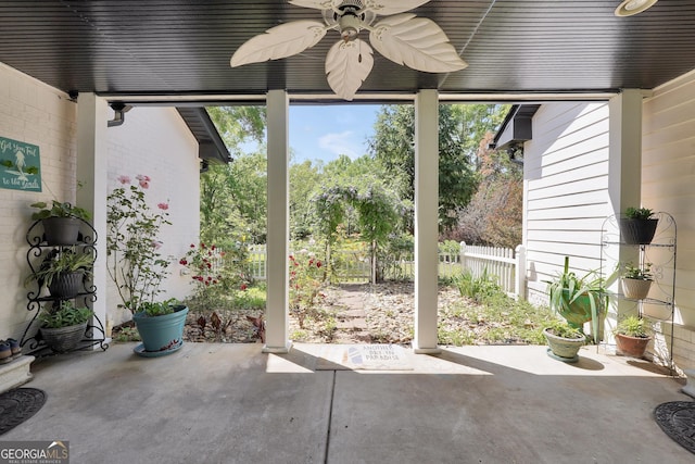 701 Mask Rd, Brooks, GA 30205 - view of patio / terrace featuring ceiling fan and fence