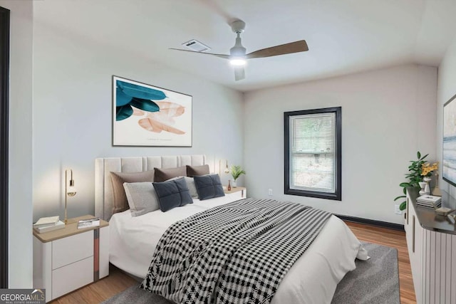 2091 Parker Ranch Rd SE, Atlanta, GA 30316 - bedroom featuring visible vents, baseboards, ceiling fan, and wood finished floors