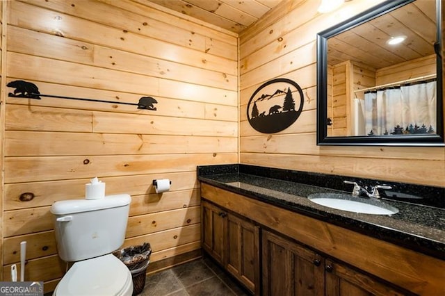 675 Green Ridge Rd, Blue Ridge, GA 30513 - full bath with wooden walls, wood ceiling, vanity, and toilet