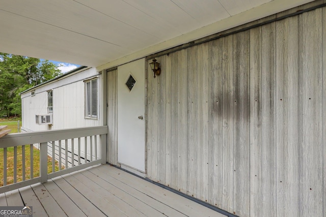 wooden terrace with cooling unit