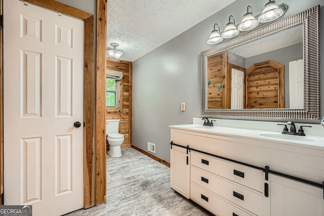 5419 Tyree Rd, Winston, GA 30187 - full bath featuring visible vents, a sink, a textured ceiling, and wood finished floors