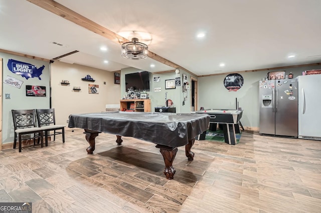 5419 Tyree Rd, Winston, GA 30187 - playroom featuring recessed lighting, baseboards, light wood finished floors, and pool table