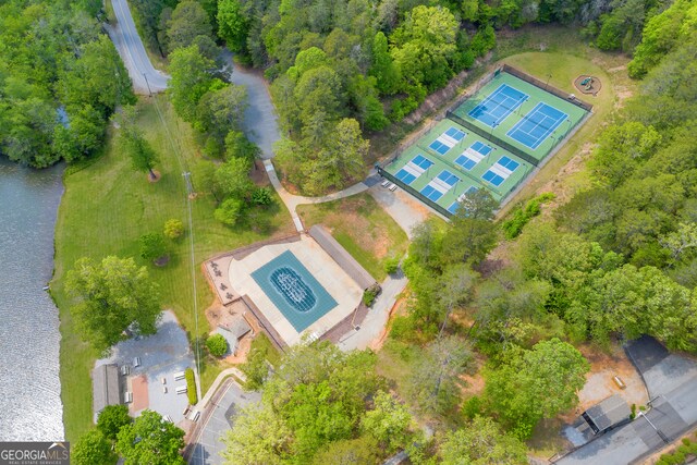 bird's eye view featuring a water view