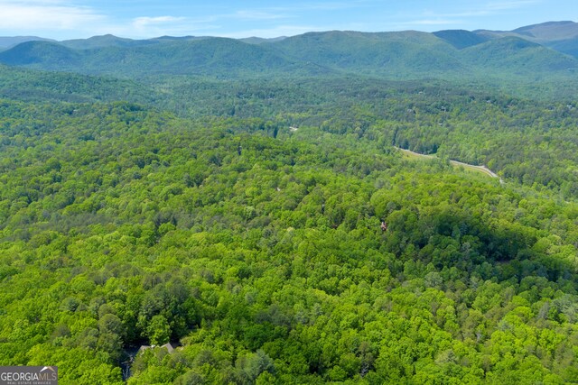 bird's eye view with a view of trees and a mountain view