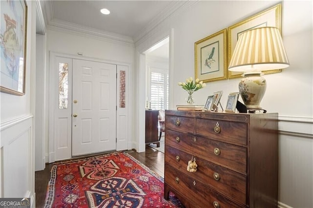 45 Paces W Dr NW, Atlanta, GA 30327 - entryway with crown molding and dark wood finished floors