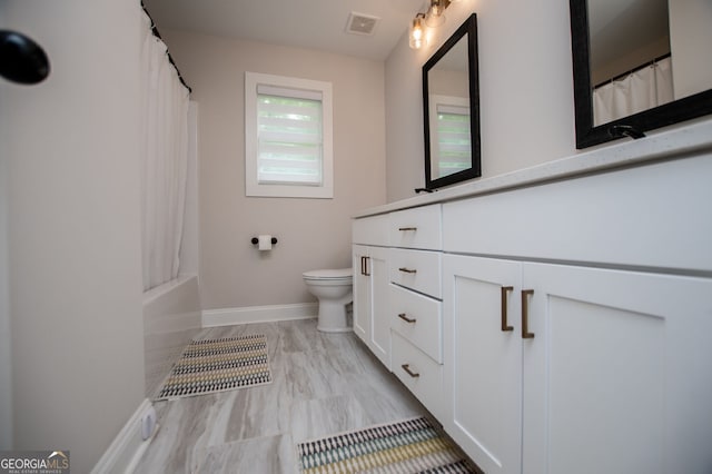 445 Boulder Crest Trl, Villa Rica, GA 30180 - bathroom featuring vanity, marble look tile flooring, and shower / bath combination with curtain