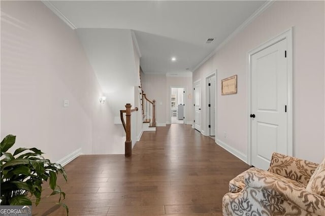 1074 Heyward Way, Alpharetta, GA 30009 - interior space with wood-type flooring, recessed lighting, ornamental molding, and stairway
