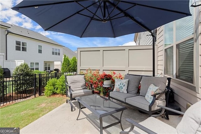 1074 Heyward Way, Alpharetta, GA 30009 - view of patio featuring outdoor lounge area and fence private yard