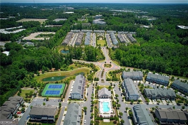 1074 Heyward Way, Alpharetta, GA 30009 - aerial view featuring a water view and a view of trees