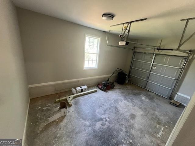 garage with a garage door opener