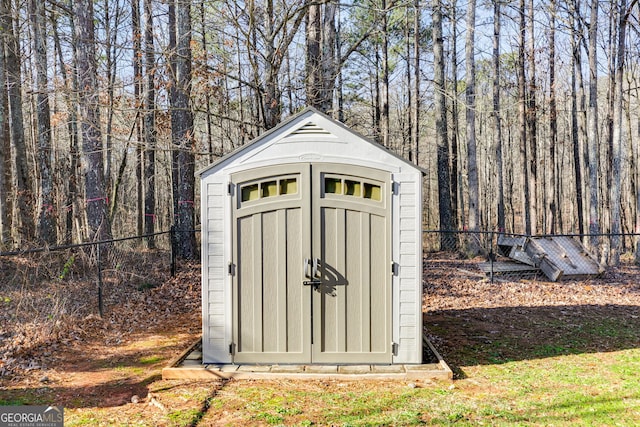 447 Wallace Way, Rockmart, GA 30153 - view of shed featuring fence