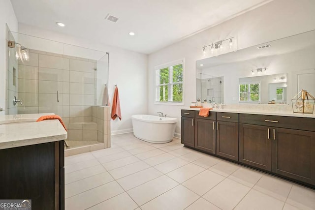242 Fieldbrook Xing, Canton, GA 30115 - full bath with plenty of natural light, vanity, visible vents, and a shower stall