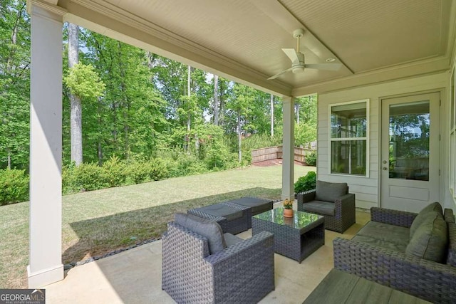 242 Fieldbrook Xing, Canton, GA 30115 - view of patio with an outdoor living space and a ceiling fan