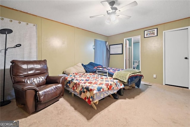 1575 Davis Rd W, Fairmount, GA 30139 - carpeted bedroom featuring a ceiling fan
