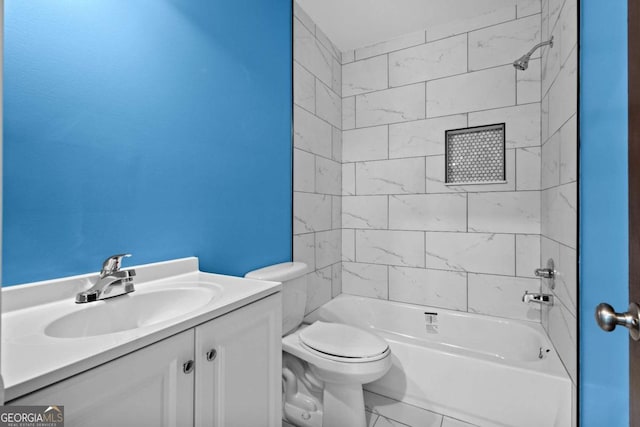 full bathroom with vanity, shower / bathing tub combination, and toilet