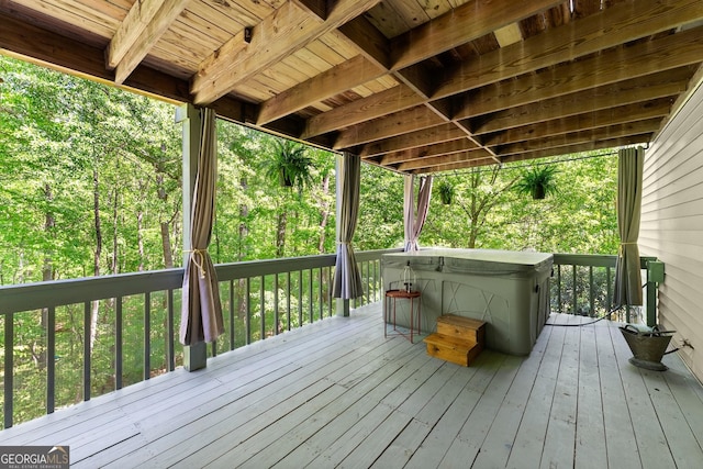 1536 Enota Ave NE, Gainesville, GA 30501 - wooden terrace with a hot tub