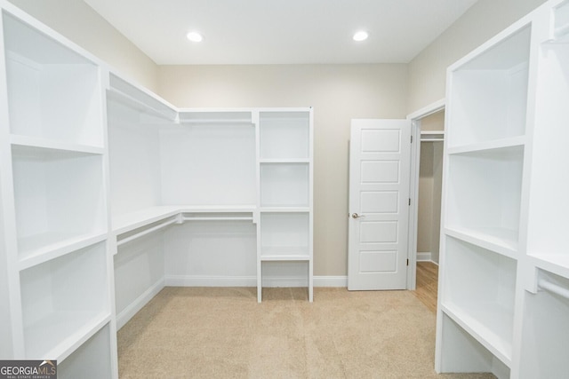 walk in closet featuring carpet