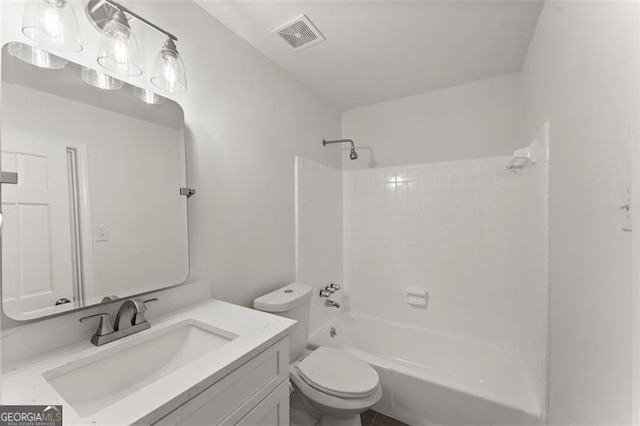 800 Breckinridge Rd SW, Marietta, GA 30064 - bathroom featuring toilet, visible vents, washtub / shower combination, and vanity