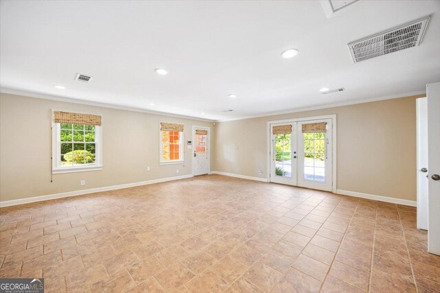 4802 Wesleyan Woods Dr, Macon, GA 31210 - empty room with visible vents, ornamental molding, and baseboards