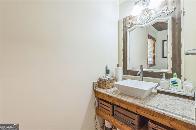 9959 Point View Dr, Jonesboro, GA 30238 - bathroom featuring crown molding and vanity