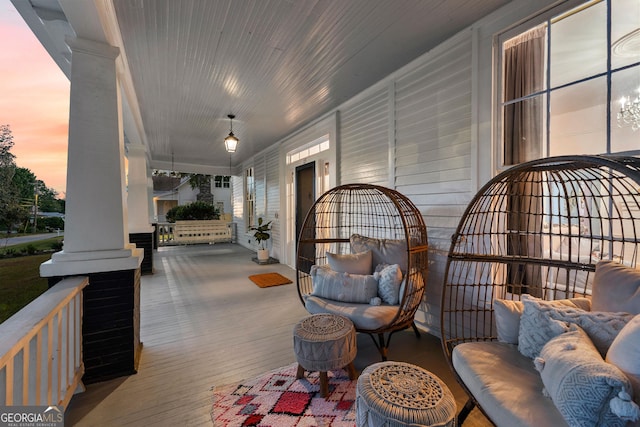 wooden deck with covered porch