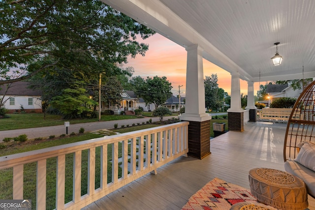 deck with covered porch