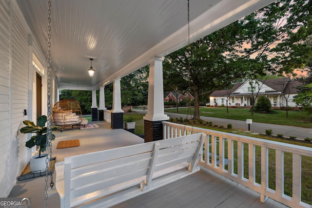 deck with covered porch