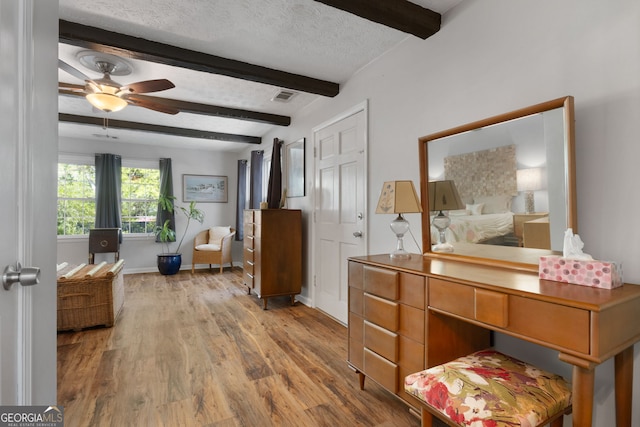 175 Mayo Rd, Covington, GA 30014 - office featuring ceiling fan, visible vents, beam ceiling, wood finished floors, and baseboards