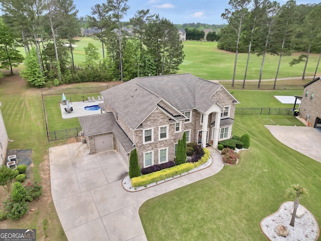 bird's eye view with golf course view