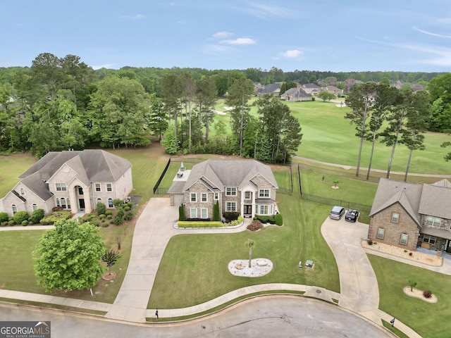 drone / aerial view featuring golf course view