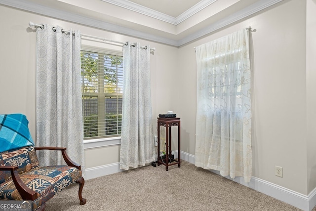 4577 San Saba Dr, Hahira, GA 31632 - sitting room featuring carpet floors, ornamental molding, and baseboards