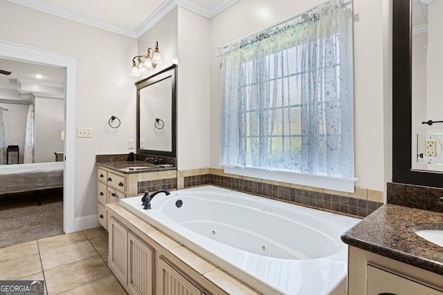 4577 San Saba Dr, Hahira, GA 31632 - ensuite bathroom with two vanities, ornamental molding, and plenty of natural light