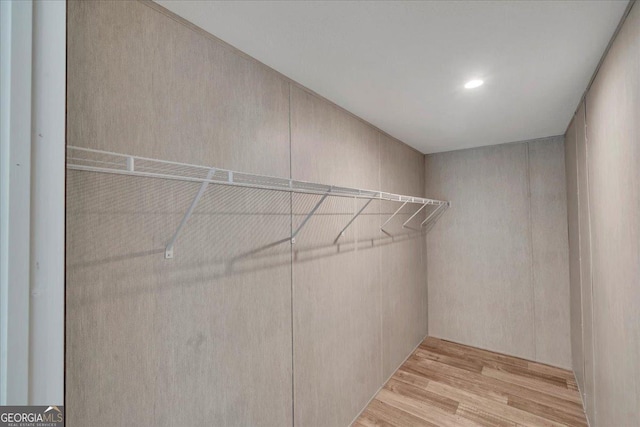 walk in closet featuring wood finished floors
