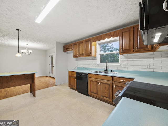 205 Crooked Pine Trl, Baldwin, GA 30511 - kitchen featuring a sink, tasteful backsplash, brown cabinetry, and dishwasher