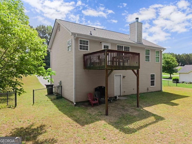 1628 Brook Ln, Monroe, GA 30655 - back of property with a chimney and a deck