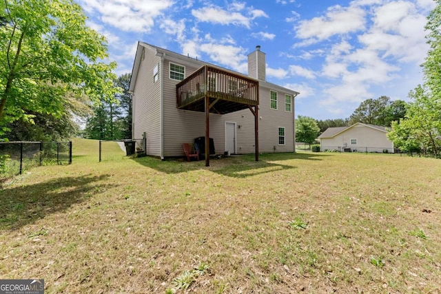 1628 Brook Ln, Monroe, GA 30655 - rear view of property featuring a chimney and a deck