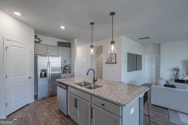 110 Cole St, Pooler, GA 31322 - kitchen with a sink, stainless steel appliances, dark wood-style flooring, and visible vents