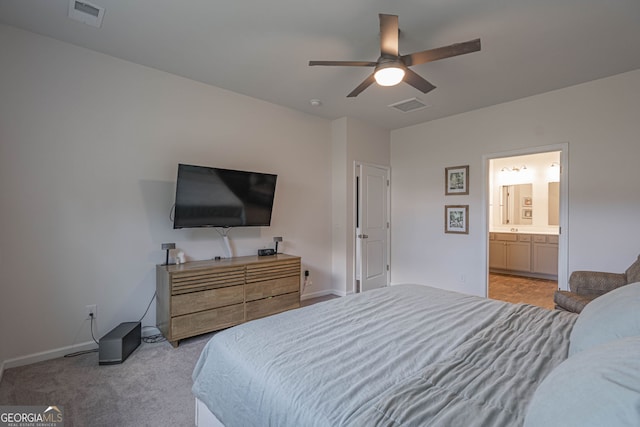 110 Cole St, Pooler, GA 31322 - bedroom with visible vents, baseboards, ceiling fan, and light carpet
