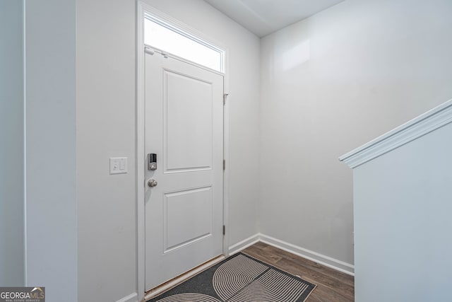 110 Cole St, Pooler, GA 31322 - doorway featuring baseboards and dark wood-style flooring