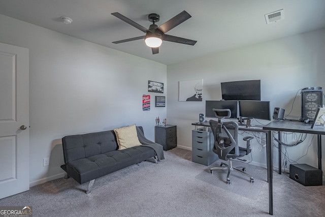 110 Cole St, Pooler, GA 31322 - carpeted office space with ceiling fan, visible vents, and baseboards