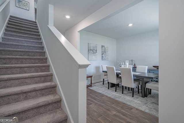 110 Cole St, Pooler, GA 31322 - stairs with recessed lighting, baseboards, and wood finished floors