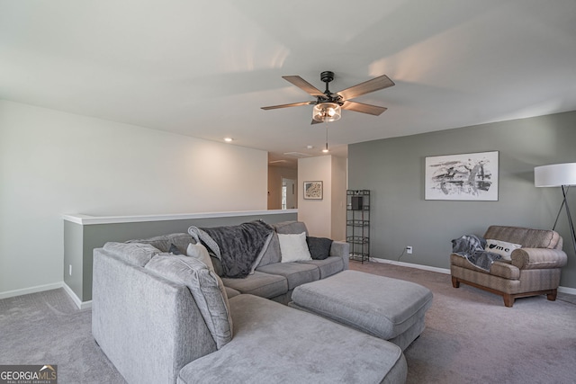 110 Cole St, Pooler, GA 31322 - carpeted living room featuring baseboards and a ceiling fan