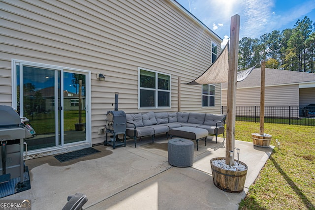 110 Cole St, Pooler, GA 31322 - view of patio featuring outdoor lounge area, fence, and grilling area